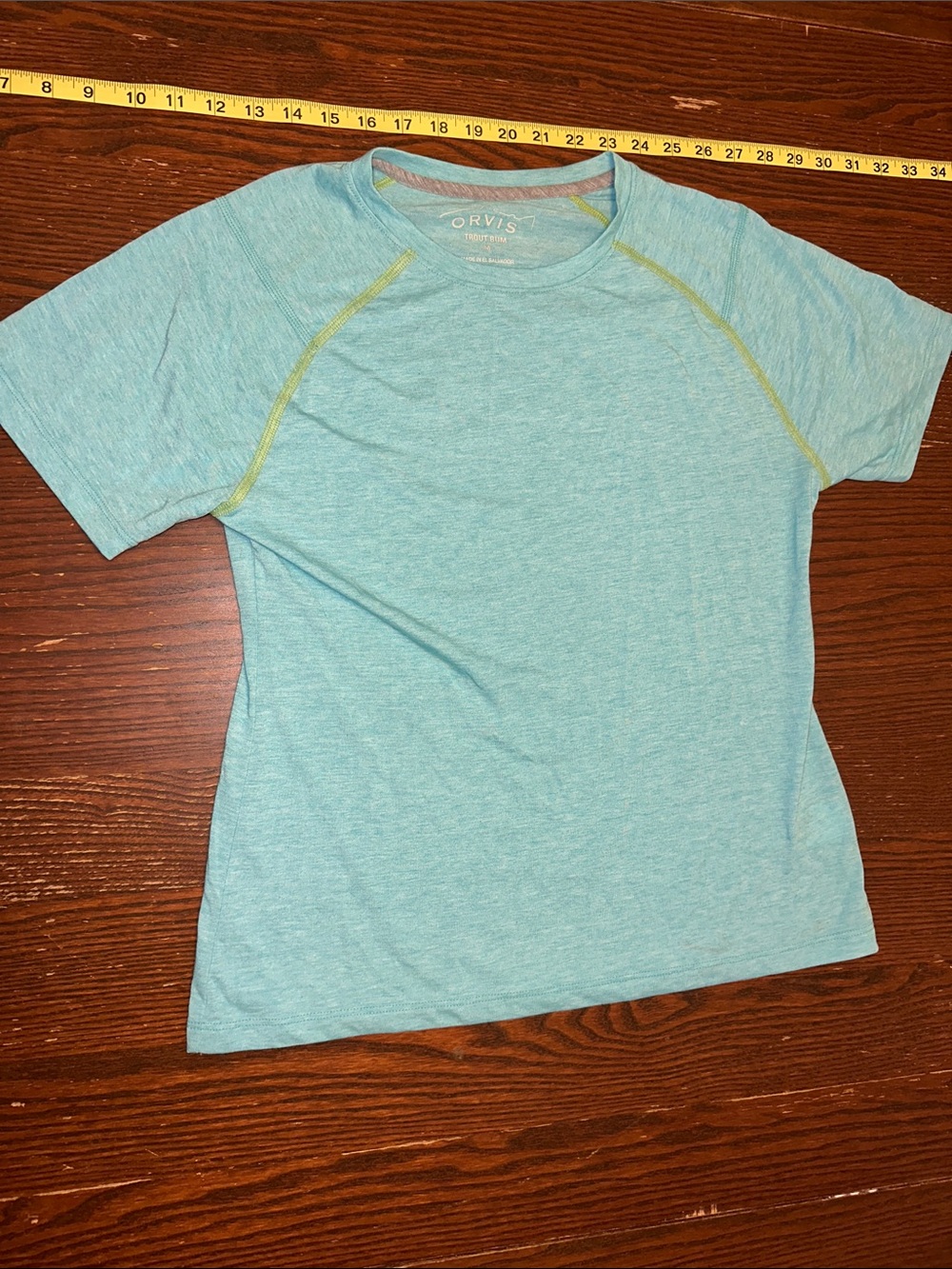 Orvis women’s Aqua Short-Sleeve Performance Tee with Contrast Stitching